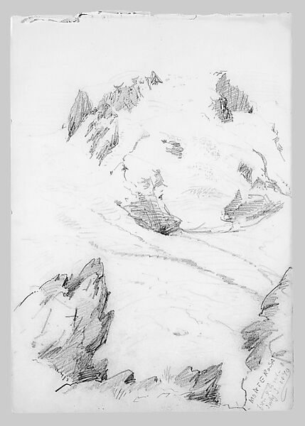 Monte Rosa from Gorner Grat (from "Splendid Mountain Watercolours" Sketchbook), John Singer Sargent (American, Florence 1856–1925 London), Graphite on off-white wove paper, American