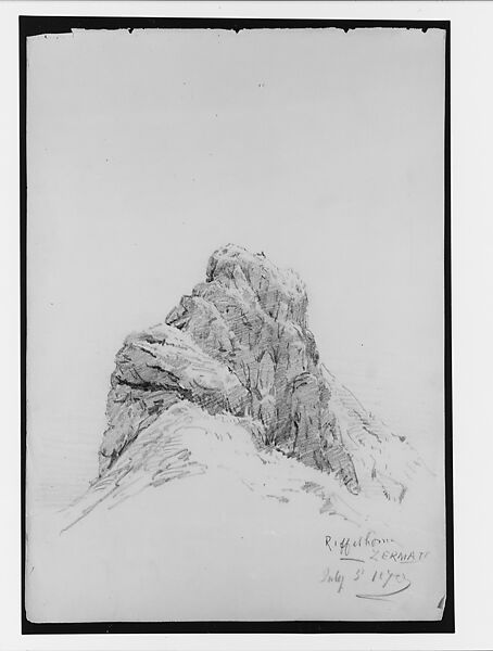 Riffelhorn from Zmutt Glacier, Zermatt, (from "Splendid Mountain Watercolours" Sketchbook), John Singer Sargent (American, Florence 1856–1925 London), Graphite on off-white wove paper, American 