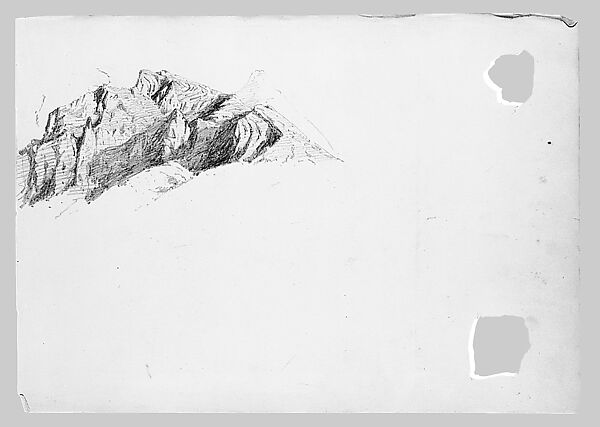 Mountain (from "Splendid Mountain Watercolours" Sketchbook), John Singer Sargent (American, Florence 1856–1925 London), Graphite on off-white wove paper, American