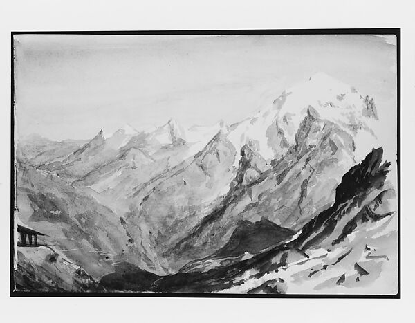 Ortler Spitz from Summit of Stelvio Pass (from Switzerland 1869 Sketchbook), John Singer Sargent (American, Florence 1856–1925 London), Watercolor, gouache, and graphite on off-white wove paper, American 