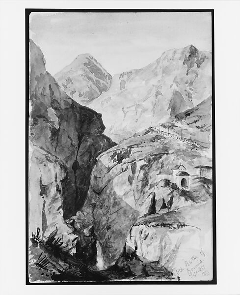 Old Baths at Bormio (from Switzerland 1869 Sketchbook), John Singer Sargent (American, Florence 1856–1925 London), Watercolor and graphite on off-white wove paper, American 