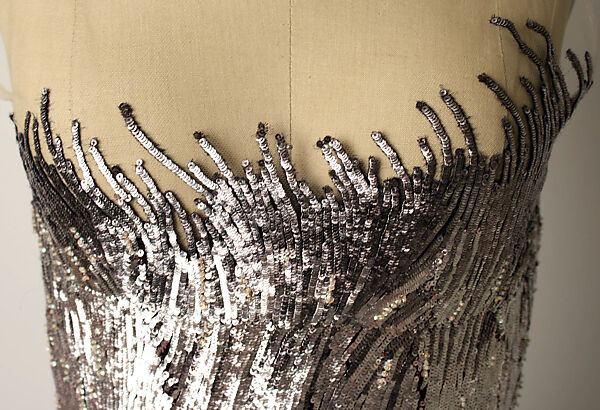 Evening dress, House of Balmain (French, founded 1945), silk, plastic, French