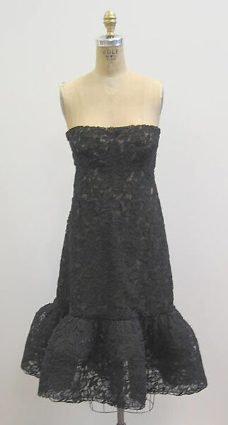 Evening ensemble, House of Balmain (French, founded 1945), a) cotton, synthetic; b) silk, French