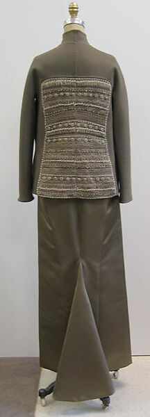 Ensemble, Ralph Rucci (American, born 1957), a) wool, silk, stone, raffia; b) silk, American