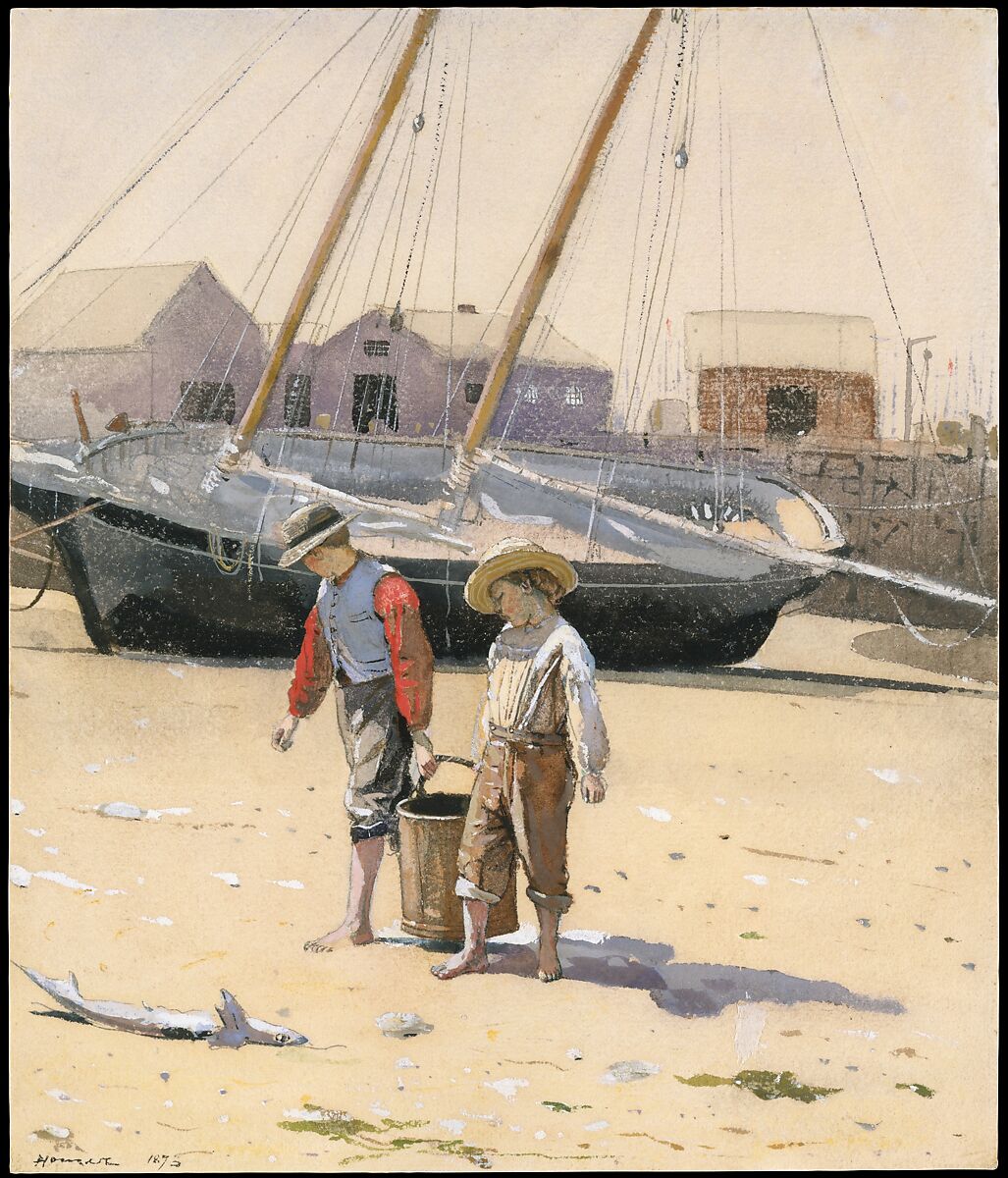 A Basket of Clams, Winslow Homer (American, Boston, Massachusetts 1836–1910 Prouts Neck, Maine), Watercolor on wove paper, American 