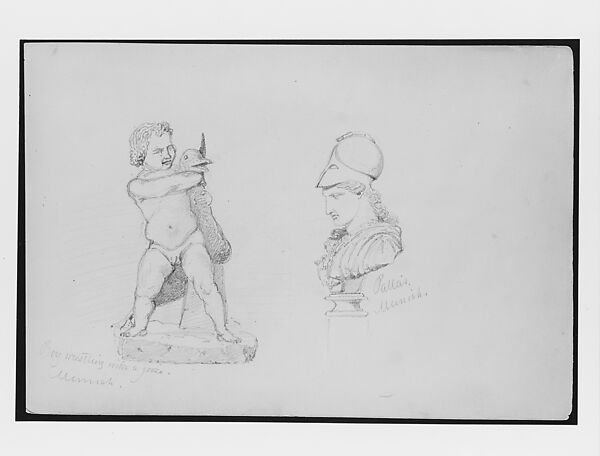 Ancient Greek Sculpture, Glyptothek, Munich (from Switzerland 1869 Sketchbook), John Singer Sargent (American, Florence 1856–1925 London), Graphite on off-white wove paper, American 