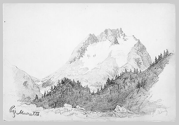 Piz Muretto, St. Moritz (from Switzerland 1869 Sketchbook), John Singer Sargent (American, Florence 1856–1925 London), Graphite on off-white wove paper, American