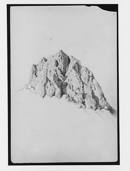 Mountain Study (from Switzerland 1869 Sketchbook), John Singer Sargent (American, Florence 1856–1925 London), Graphite and watercolor on off-white wove paper, American 