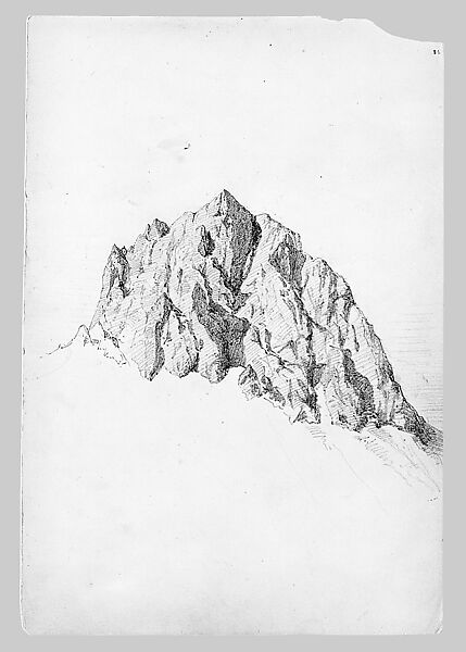 Mountain Study (from Switzerland 1869 Sketchbook), John Singer Sargent (American, Florence 1856–1925 London), Graphite and watercolor on off-white wove paper, American