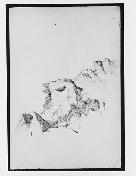 Rocky Cliff (from Switzerland 1869 Sketchbook), John Singer Sargent (American, Florence 1856–1925 London), Graphite on off-white wove paper, American 