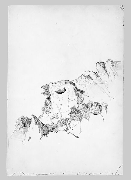 Rocky Cliff (from Switzerland 1869 Sketchbook), John Singer Sargent (American, Florence 1856–1925 London), Graphite on off-white wove paper, American