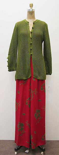 Ensemble, Oscar de la Renta, LLC. (American, founded 1965), a) silk, cotton; b) wool; c) silk; d) wool, metal, American