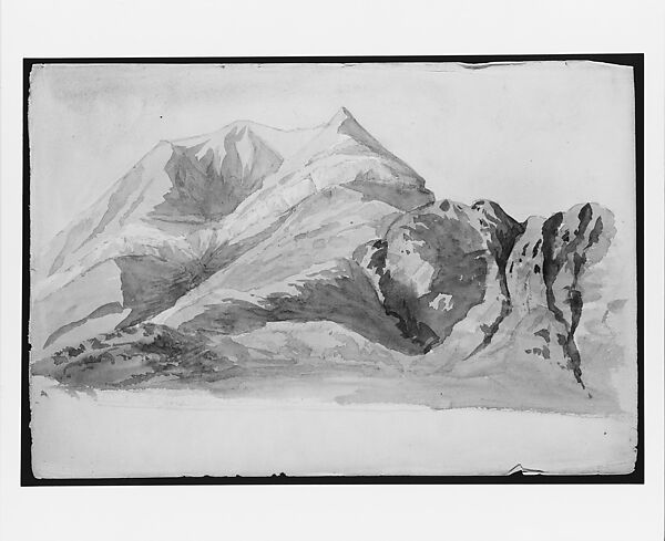 Mountain View (from Switzerland 1869 Sketchbook), John Singer Sargent (American, Florence 1856–1925 London), Watercolor and graphite on off-white wove paper, American 