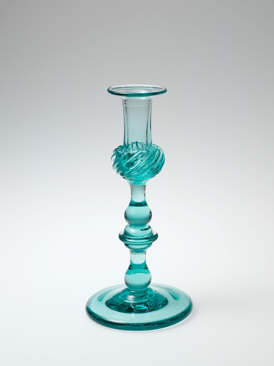 Candlestick, Blown glass, American