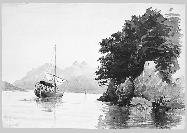 Lake of Lecco (from Switzerland 1869 Sketchbook), John Singer Sargent (American, Florence 1856–1925 London), Watercolor, gouache, and graphite on off-white wove paper, American