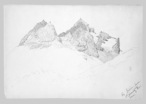 Piz Julier from St. Moritz (from Switzerland 1869 Sketchbook), John Singer Sargent (American, Florence 1856–1925 London), Graphite on off-white wove paper, American