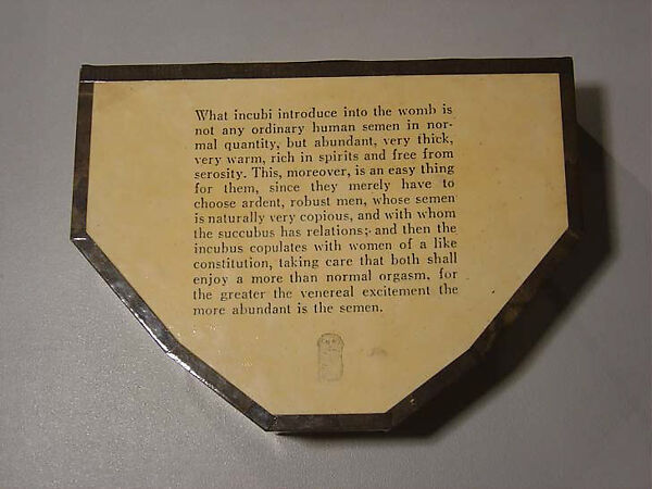 "Incubus", Simon Costin (British, born 1963), a) silver, copper, glass, baroque pearls and human sperm; b) paper, laminate, silk, British