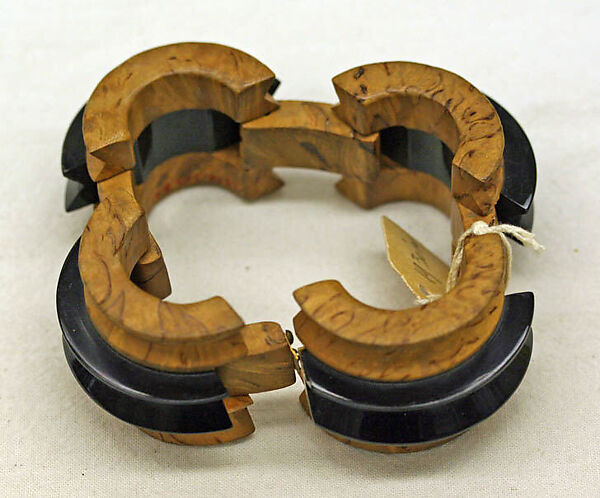 Bracelet, plastic, wood, French 