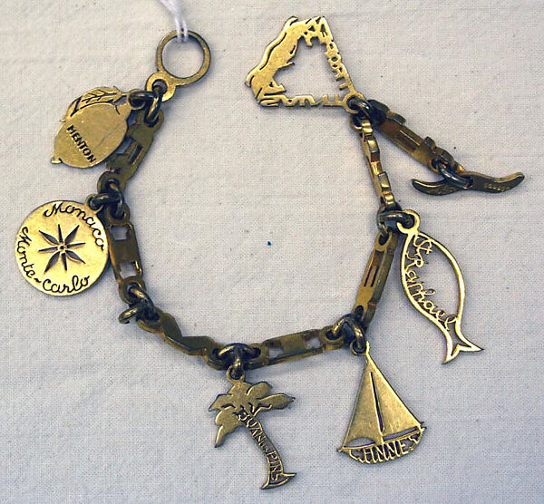 Charm bracelet, metal, French 