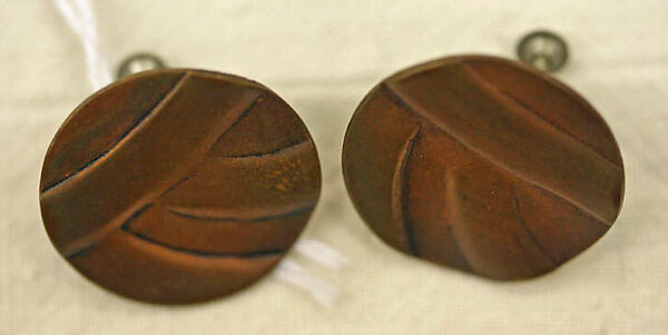 Earrings, metal, probably American