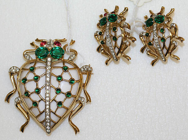 Jewelry set, Trifari (American, founded 1918), metal, plastic, stone, American 