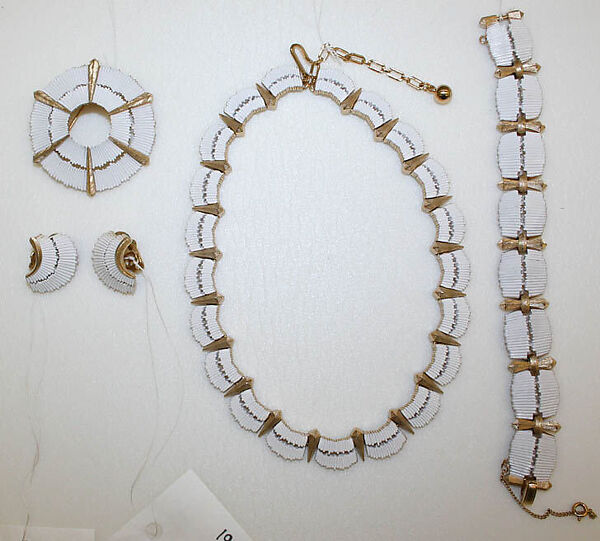 Jewelry set, Trifari (American, founded 1918), glass, metal, American 