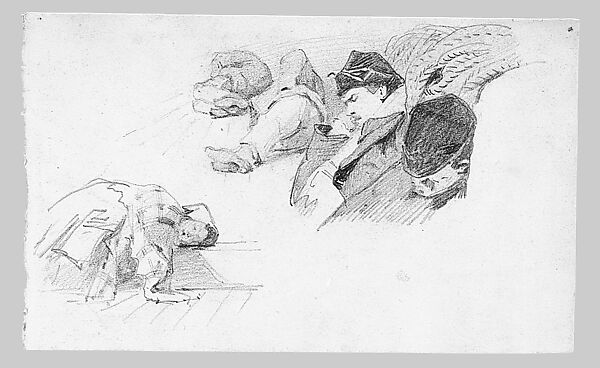 Sailors on Deck of Ship (from Scrapbook), John Singer Sargent (American, Florence 1856–1925 London), Graphite on off-white wove paper, American