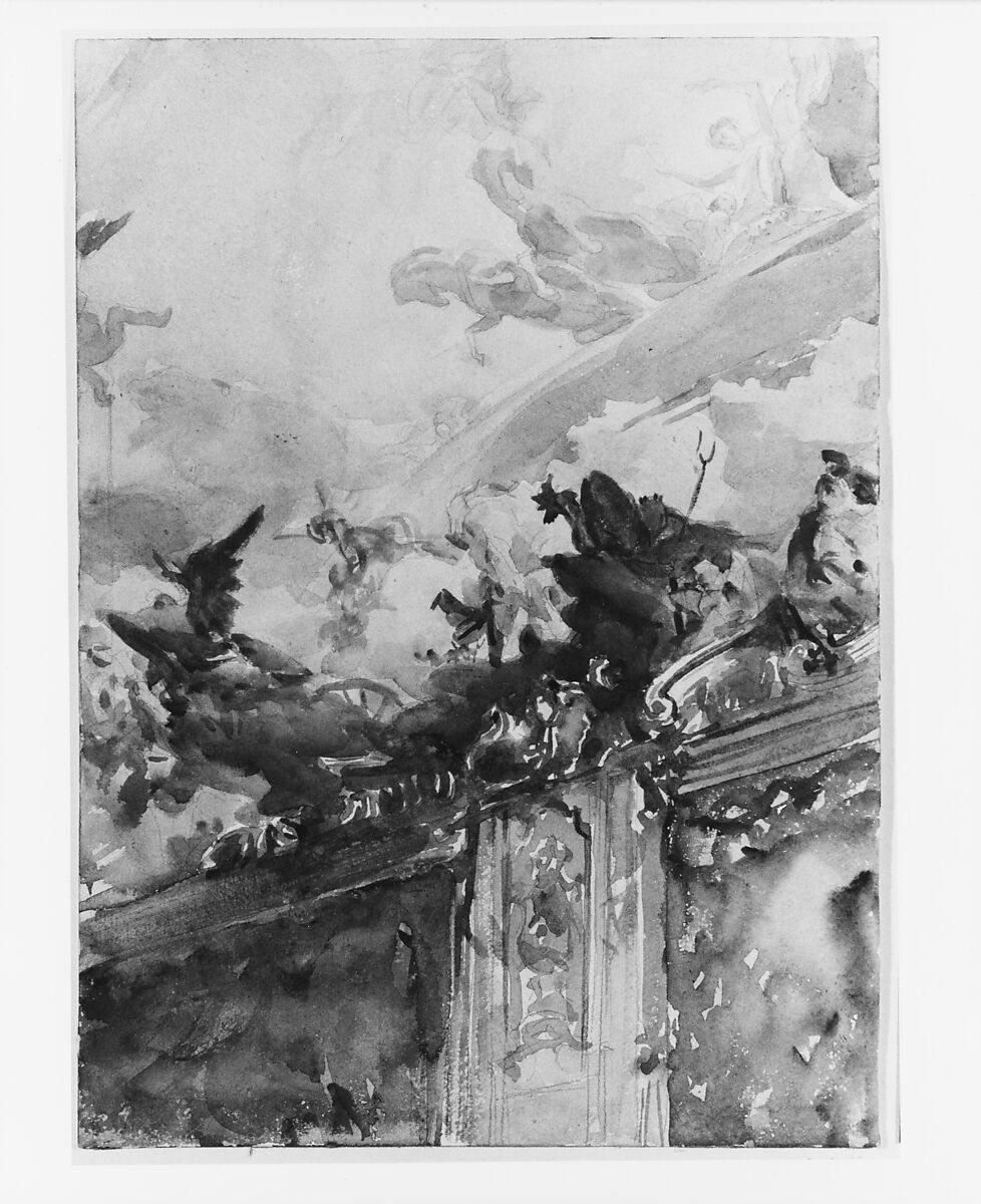 Tiepolo Ceiling, Milan, John Singer Sargent (American, Florence 1856–1925 London), Watercolor and graphite on white wove paper, American