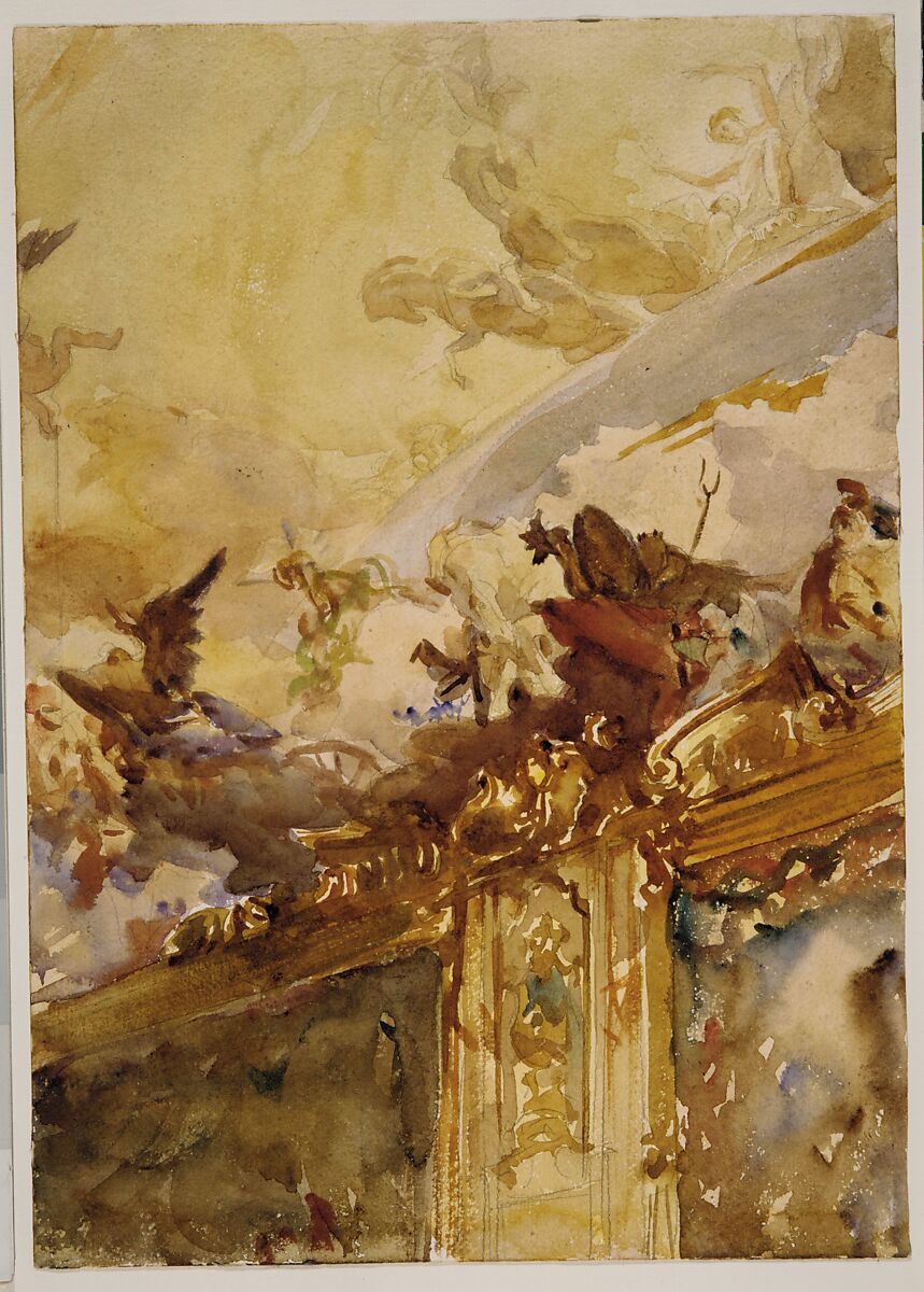 Tiepolo Ceiling, Milan, John Singer Sargent (American, Florence 1856–1925 London), Watercolor and graphite on white wove paper, American