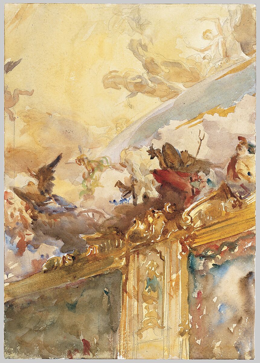 Tiepolo Ceiling, Milan, John Singer Sargent (American, Florence 1856–1925 London), Watercolor and graphite on white wove paper, American