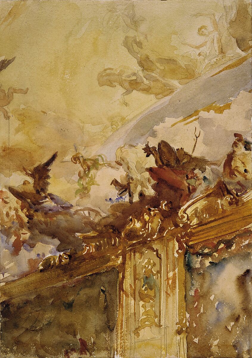 Tiepolo Ceiling, Milan, John Singer Sargent (American, Florence 1856–1925 London), Watercolor and graphite on white wove paper, American