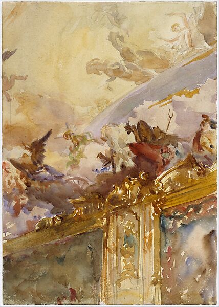 Tiepolo Ceiling, Milan, John Singer Sargent (American, Florence 1856–1925 London), Watercolor and graphite on white wove paper, American 