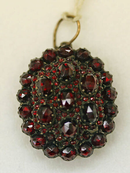 Jewelry set, gold, garnets, pearls, American