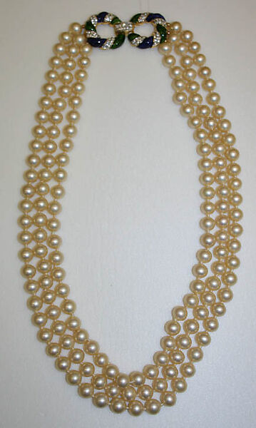 Necklace, pearls, stone, rhinestones, American 