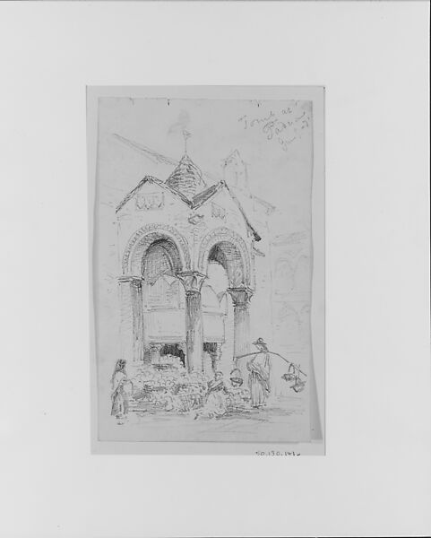 Tomb of Antenore, Padua, John Singer Sargent (American, Florence 1856–1925 London), Graphite on off-white wove paper, American