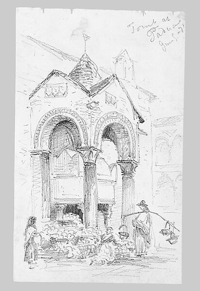 Tomb of Antenore, Padua, John Singer Sargent (American, Florence 1856–1925 London), Graphite on off-white wove paper, American