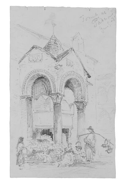 Tomb of Antenore, Padua, John Singer Sargent (American, Florence 1856–1925 London), Graphite on off-white wove paper, American 