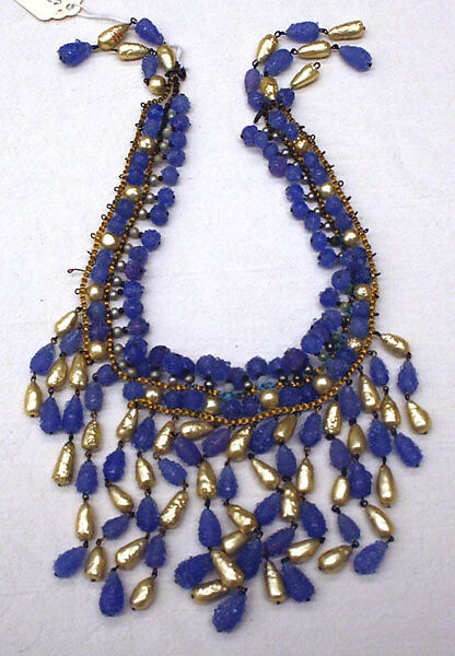 Necklace, House of Balenciaga (French, founded 1937), metal, glass, French 