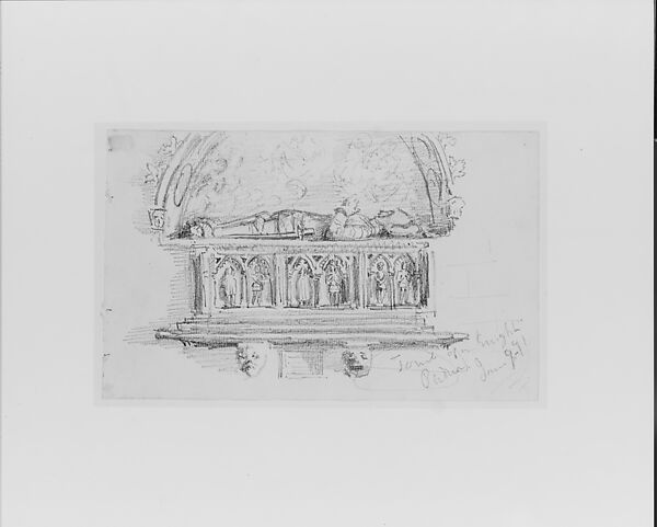 Tomb of a Knight, Basilica of San Antonio, Padua, John Singer Sargent (American, Florence 1856–1925 London), Graphite on off-white wove paper, American 