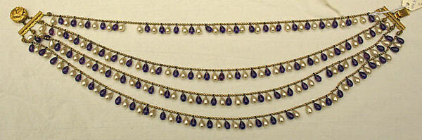 Necklace, House of Dior (French, founded 1946), metal, pearl, French 