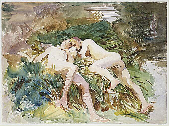 Tommies Bathing, John Singer Sargent (American, Florence 1856–1925 London), Watercolor and graphite on white wove paper, American