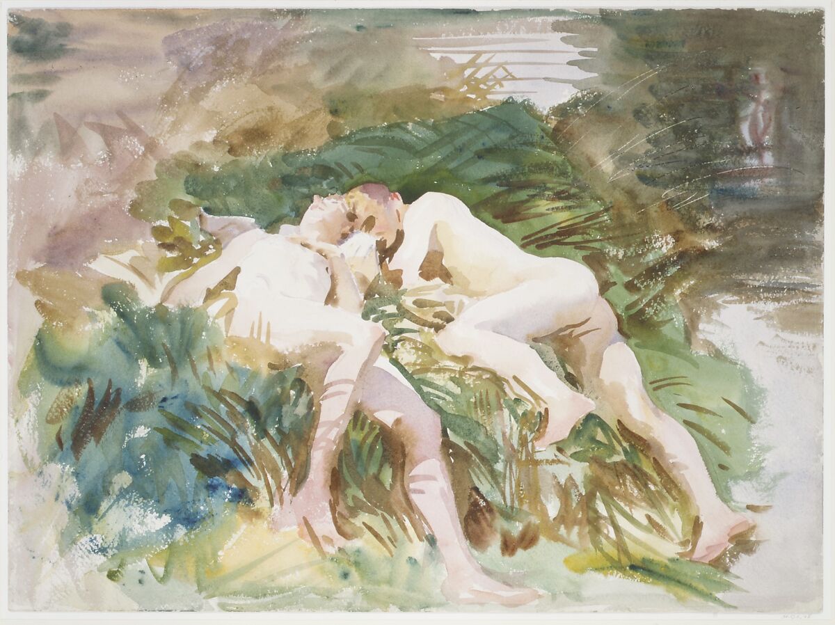 Tommies Bathing, John Singer Sargent (American, Florence 1856–1925 London), Watercolor and graphite on white wove paper, American
