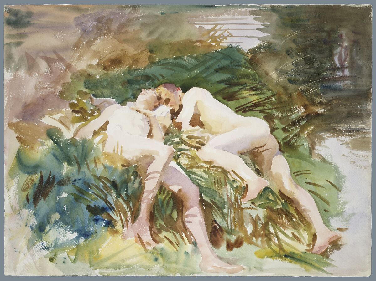 Tommies Bathing, John Singer Sargent (American, Florence 1856–1925 London), Watercolor and graphite on white wove paper, American