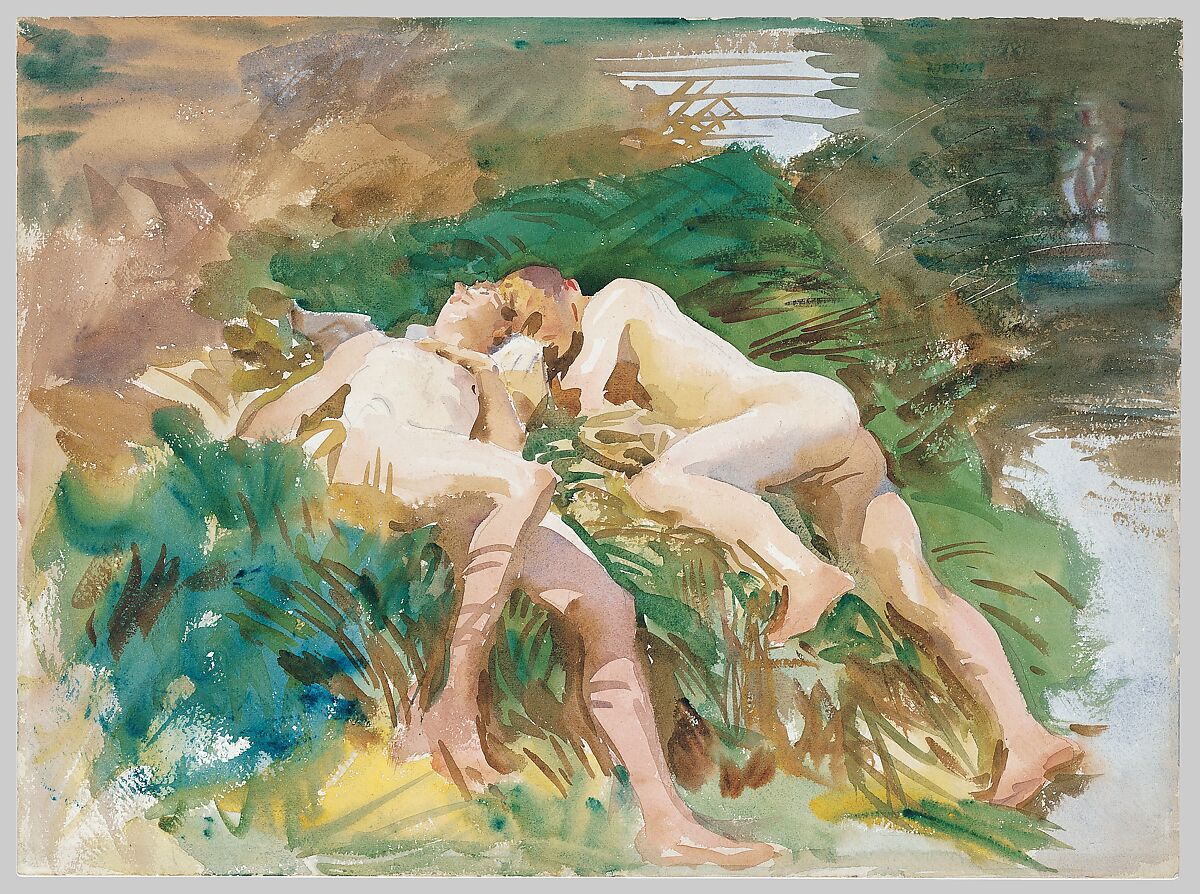 Tommies Bathing, John Singer Sargent (American, Florence 1856–1925 London), Watercolor and graphite on white wove paper, American