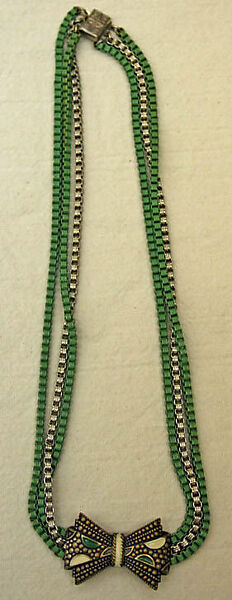 Necklace, metal, enamel, probably American