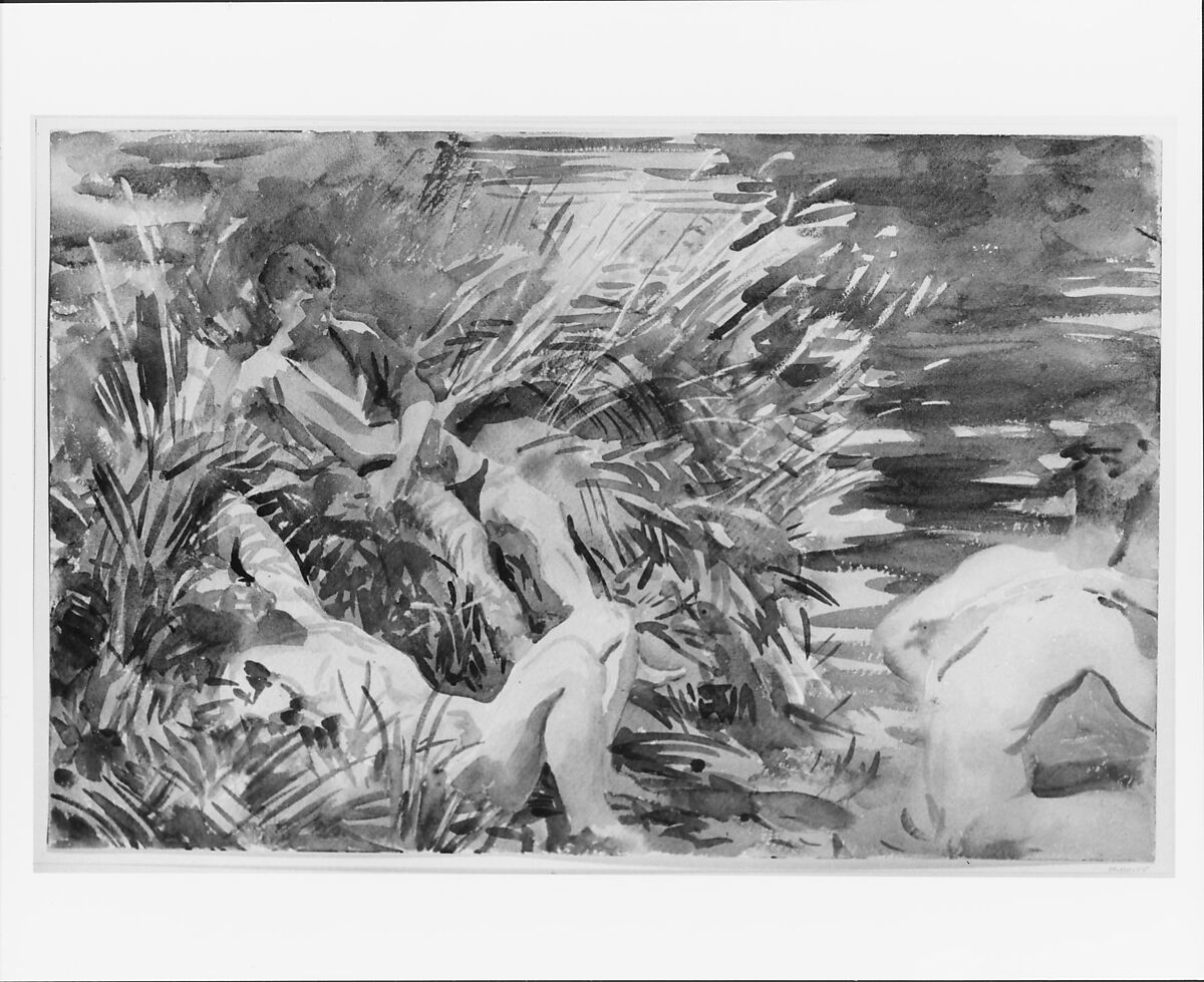 Tommies Bathing, John Singer Sargent (American, Florence 1856–1925 London), Watercolor, gouache, and graphite on white wove paper, American