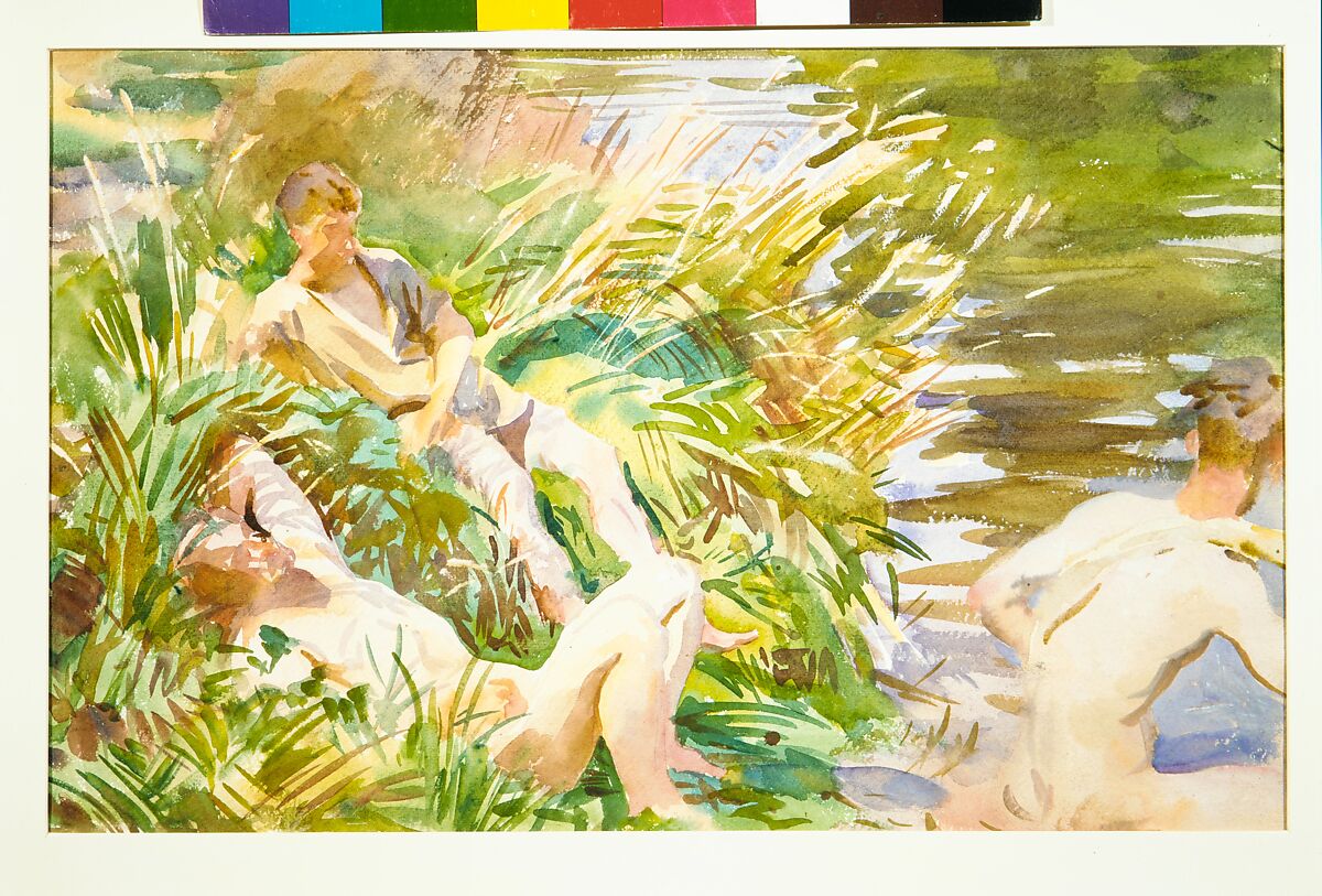 Tommies Bathing, John Singer Sargent (American, Florence 1856–1925 London), Watercolor, gouache, and graphite on white wove paper, American