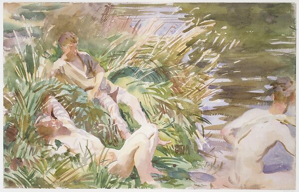 Tommies Bathing, John Singer Sargent (American, Florence 1856–1925 London), Watercolor, gouache, and graphite on white wove paper, American 