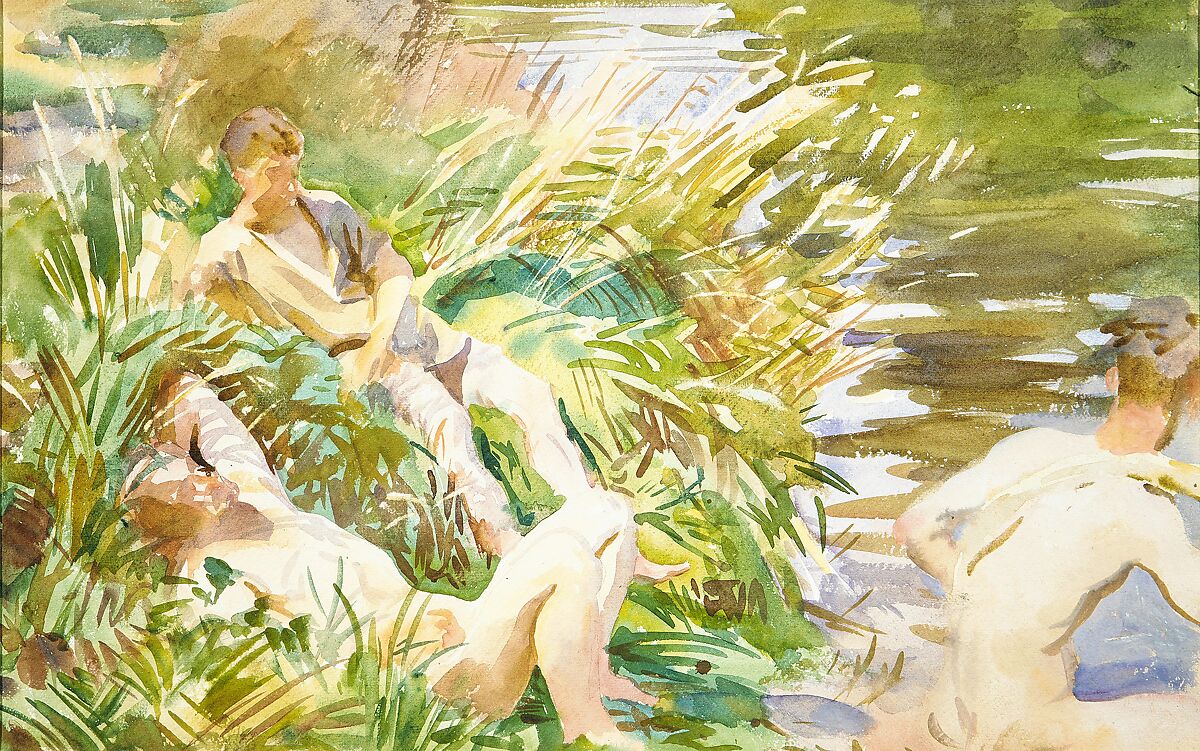 Tommies Bathing, John Singer Sargent (American, Florence 1856–1925 London), Watercolor, gouache, and graphite on white wove paper, American