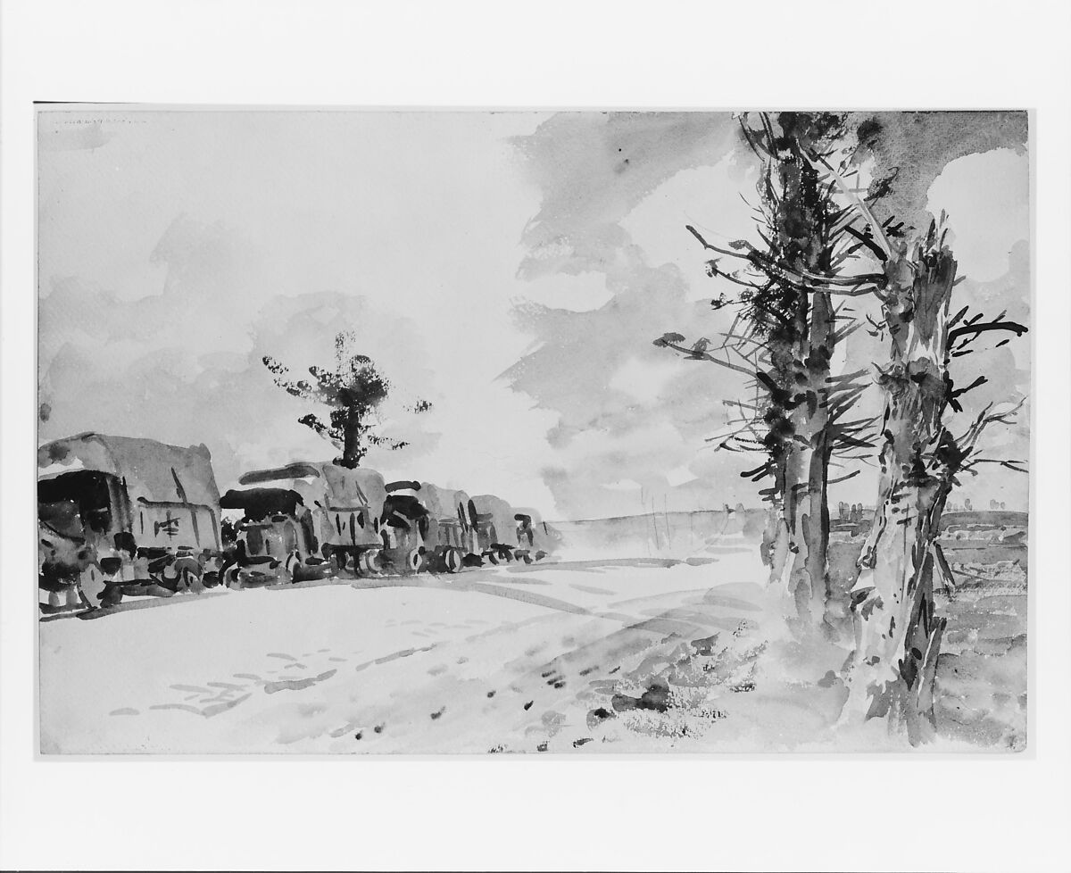 Truck Convoy, John Singer Sargent (American, Florence 1856–1925 London), Watercolor and graphite on white wove paper, American